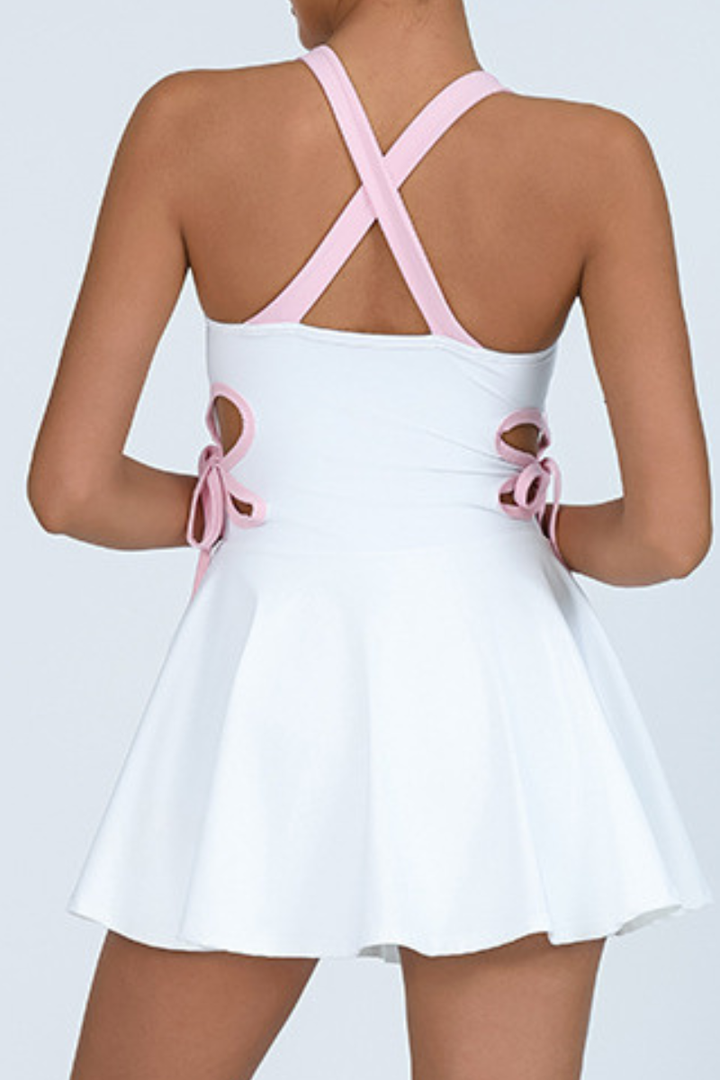 Women's Butterfly Side Cutout Tie Sports Tennis Mini Dress