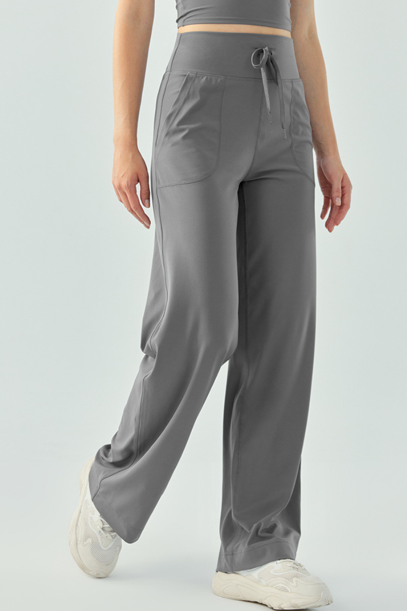 Women Naked-Feeling High-Waisted Drawstring Athletic Pants
