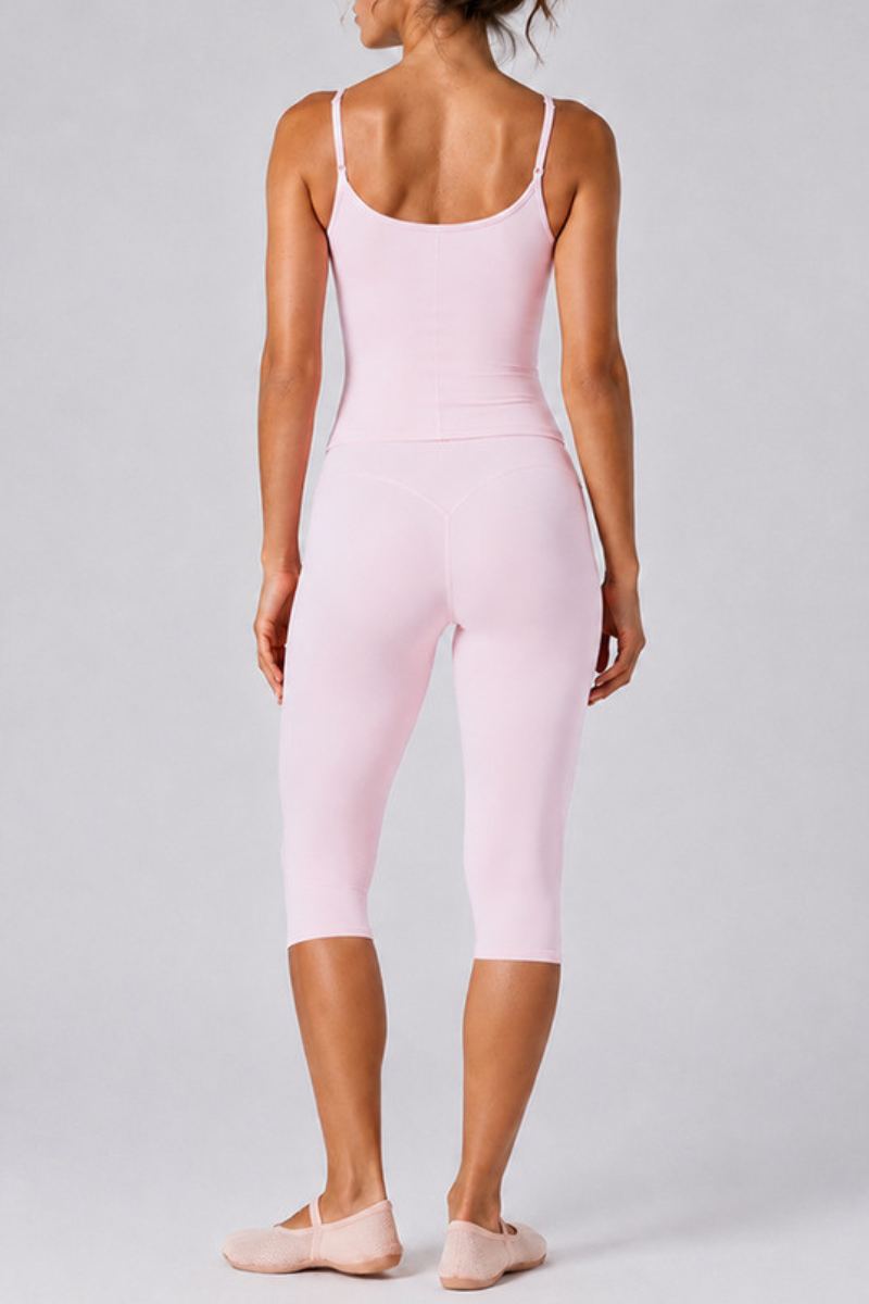 Women's Adjustable Thin Strap Tank Top And Capri Yoga Set