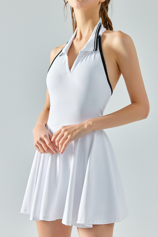 Women's Halter Polo Collar Cooling Tennis Mini Dress