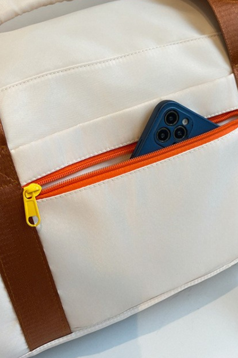Dopamine Color Block  Travel Duffel Bag with Multi-Pockets