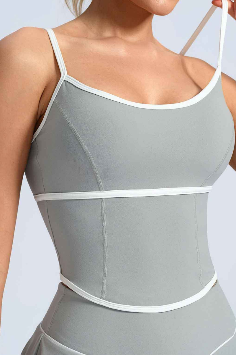 Women's Contrast Trim Contrat Crisscross Back Yoga Tank Top