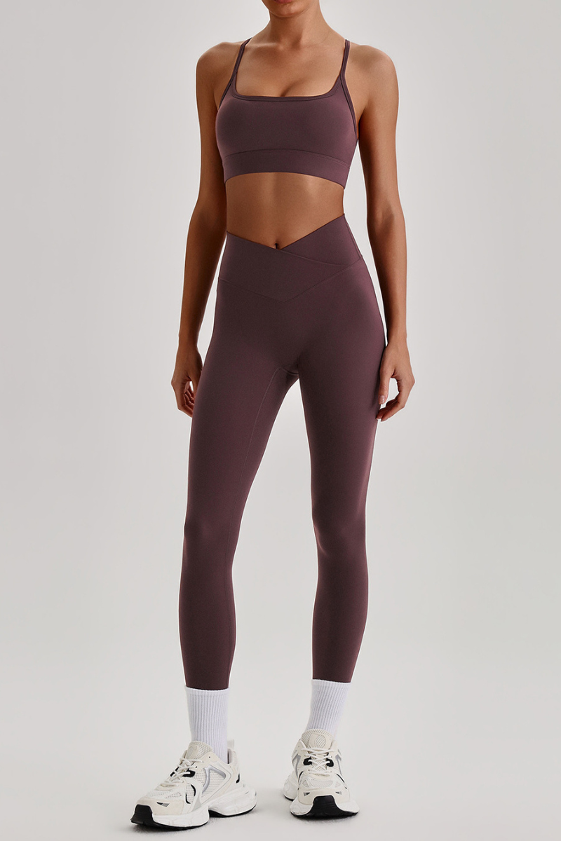 Women's  Crisscross Back Bra & V-Waist Yoga Leggings Set