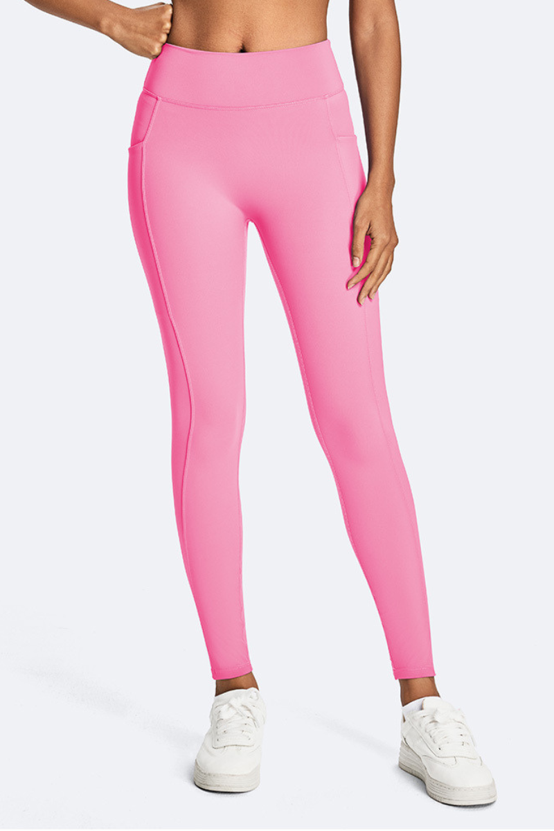Women's Athletic Side Pocket Ruched Back Seam Yoga Leggings