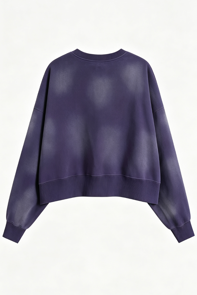 Women's Fall Vintage Gradient Cropped Crew Neck Sweatshirt