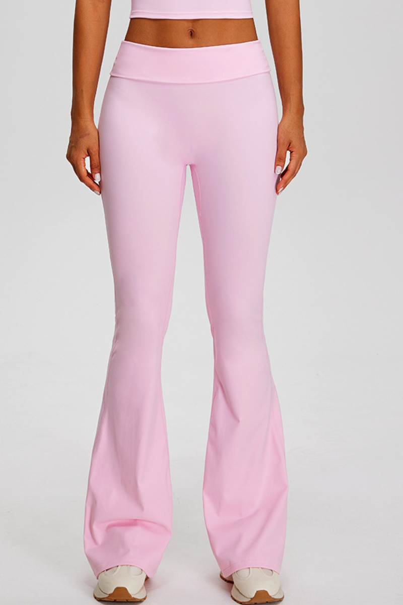 Women's Athletic Solid Pleated Buttocks Lift Flare Pants