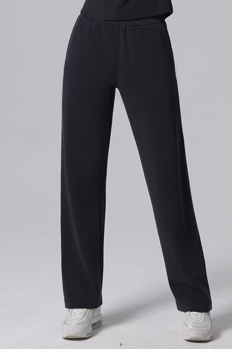 Women's Modal Air Layer Solid Sports Straight-Leg Pants