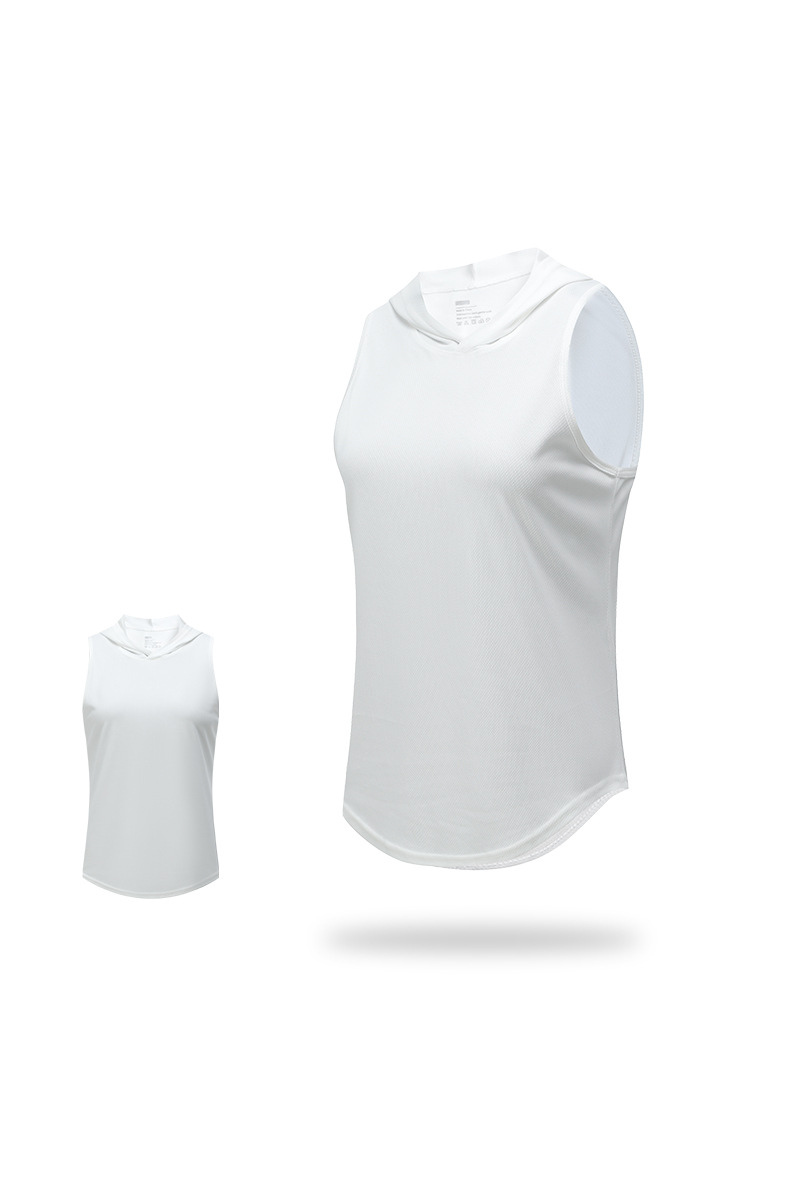 Women's Hooded Curved Hem Mesh Quick Dry Athletic Tank Top