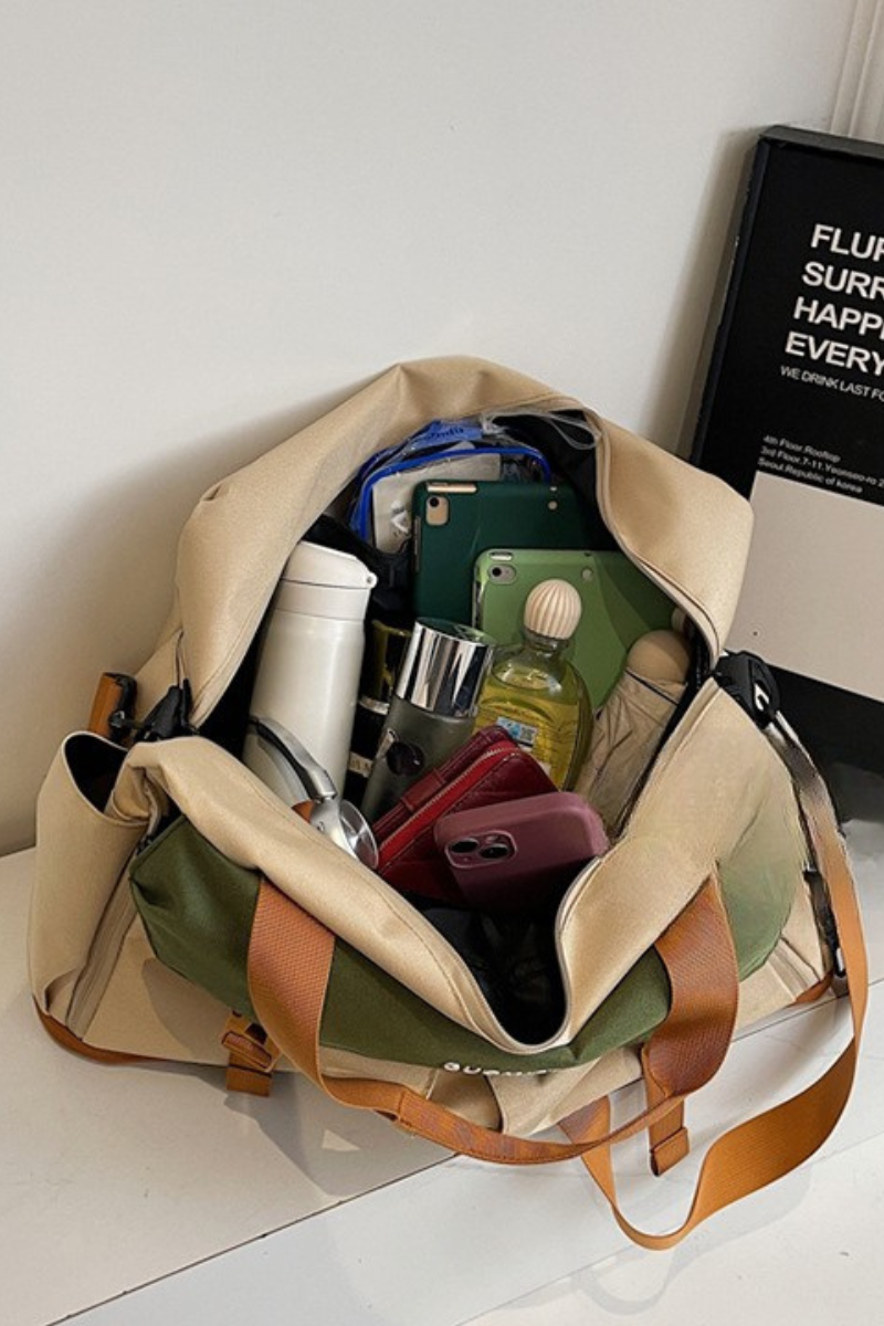 Color-Block Multi-Pocket Large Capacity Travel & Fitness Bag