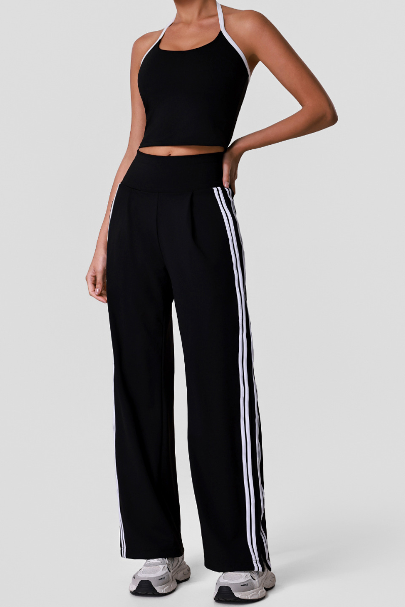 Women's Halterneck Tank Top And Wide Leg Pants Sets