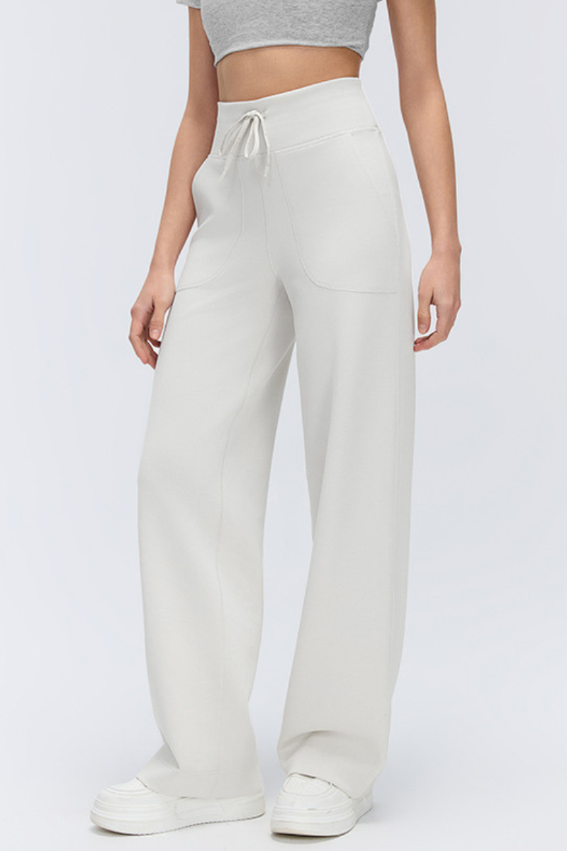 Women High-Waisted Drawstring Waistband Flowy Athletic Pant
