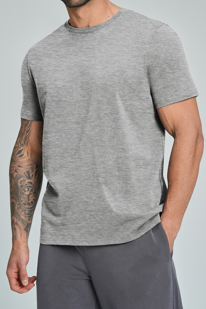 Men's Summer 100% Organic Cotton Solid Crew Neck Sports Tee