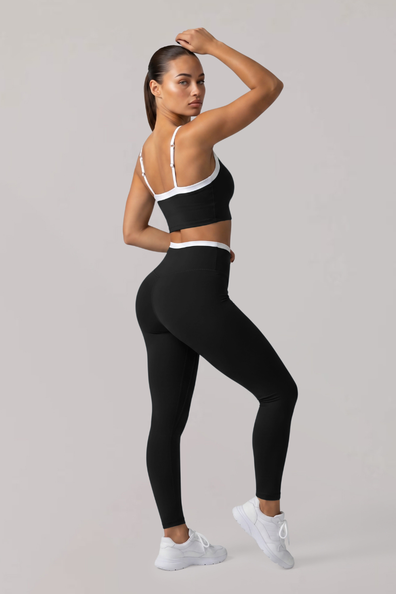 Women's Athletic Color-Blocked Bra And Leggings Yoga Sets