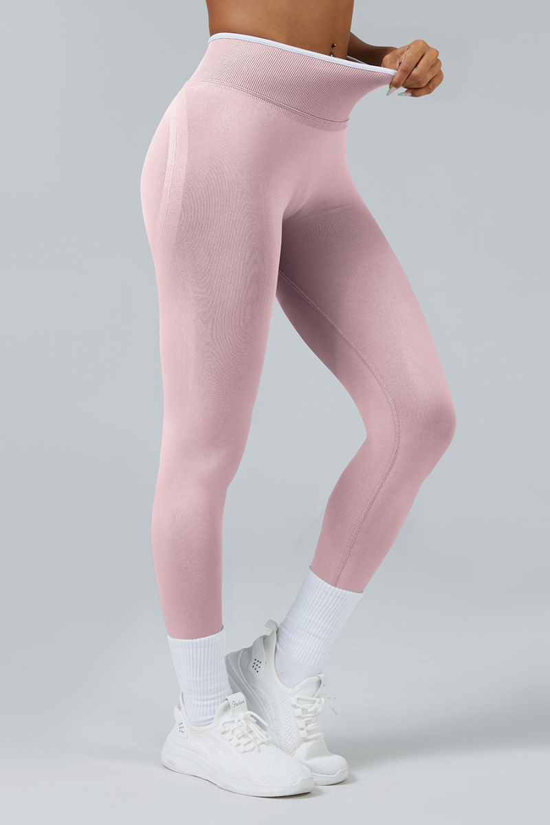 Women's Color Contrast Trim Seamless High Waist Yoga Leggings
