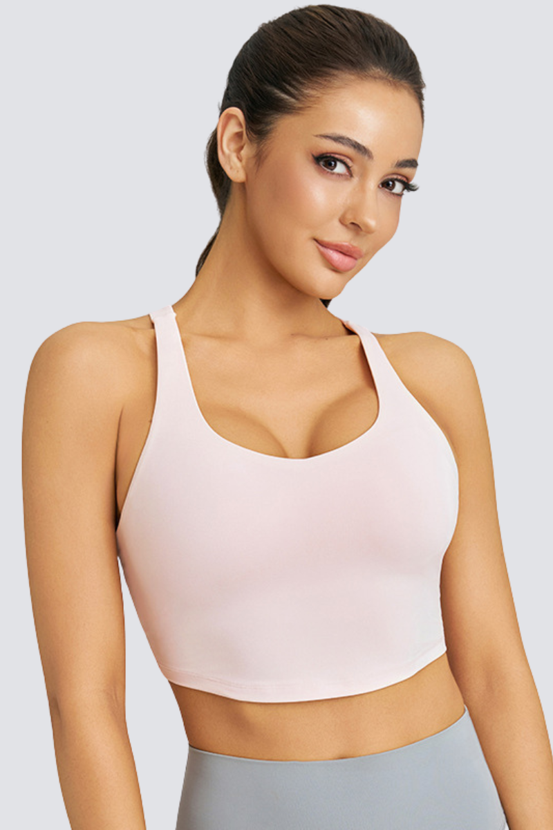 Women's Athletic V-Back Slim Fit Solid Yoga Bra