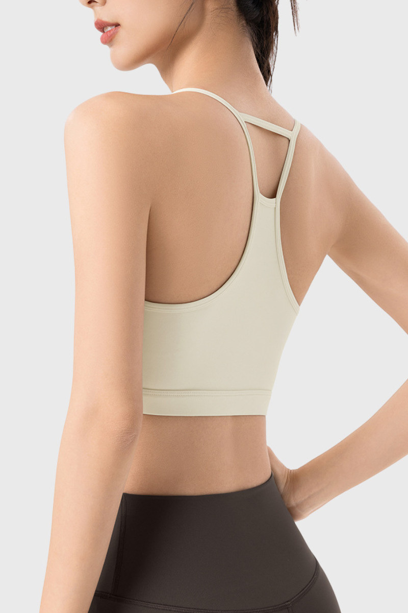 Women's Athletic U-neck Thin Strap Racerback Solid Bra