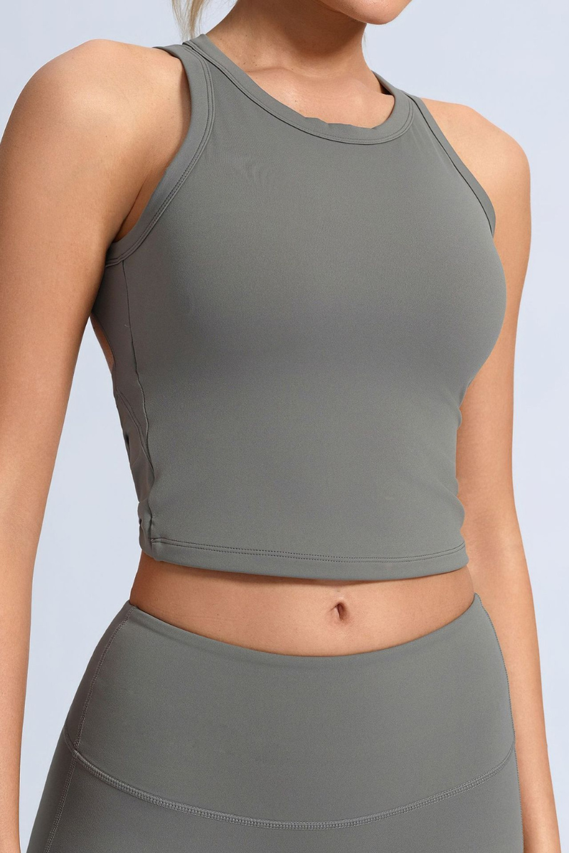 Women's Back-Crossed Cropped Backless Sports Tank Top
