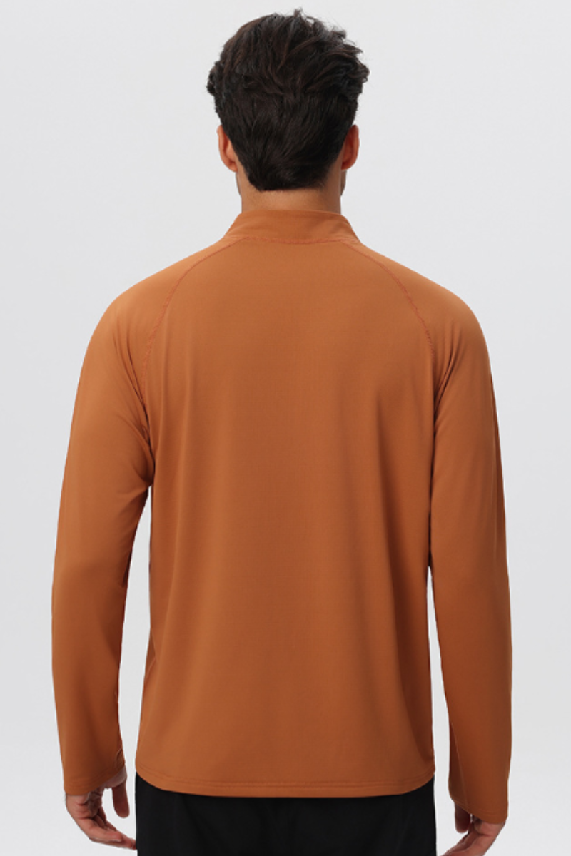 Men's Half Zip Raglan Quick Dry Athletic Long Sleeve T-Shirt