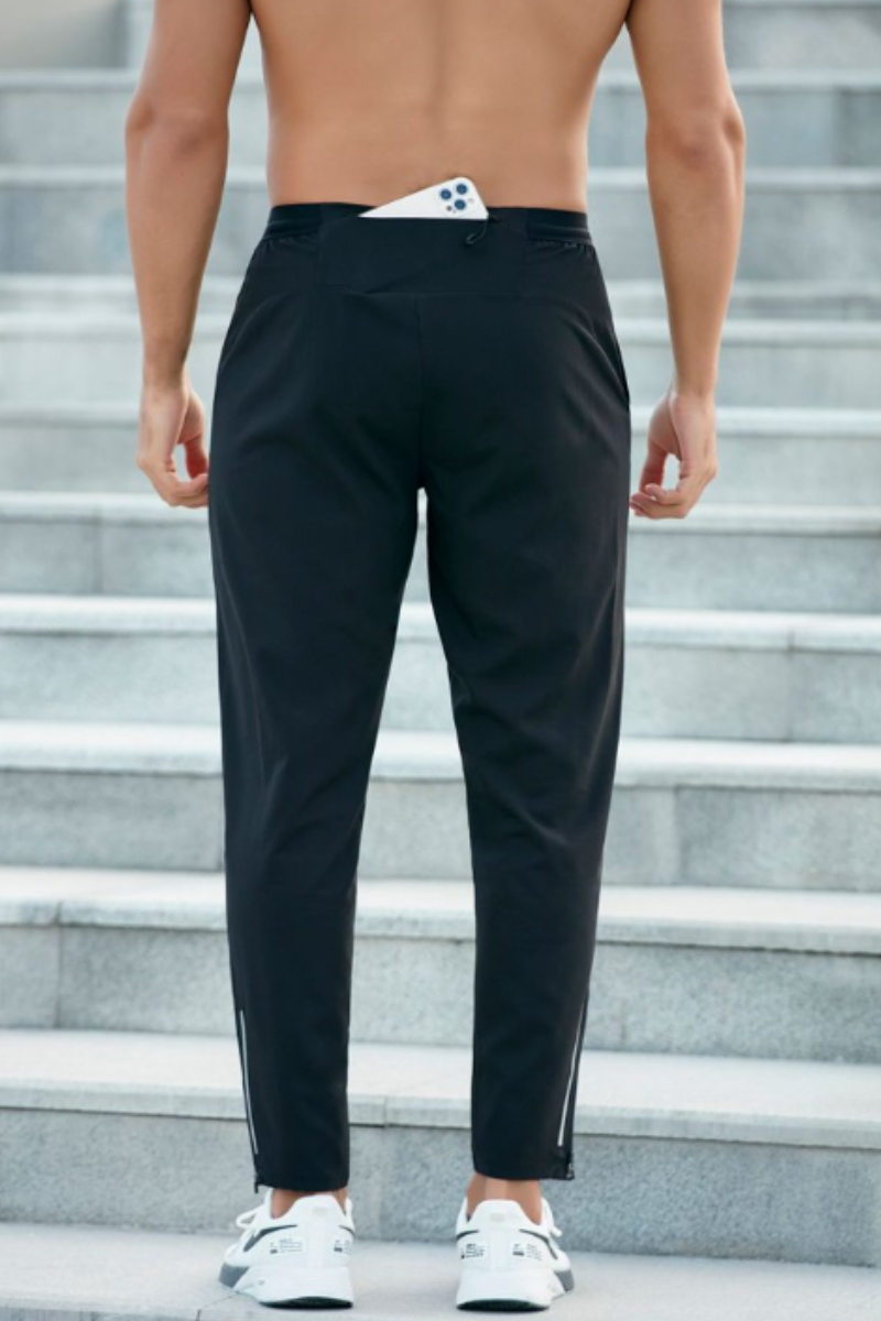 Men's Reflective Zip 9 Inch Quick Dry Running Athletic Pants