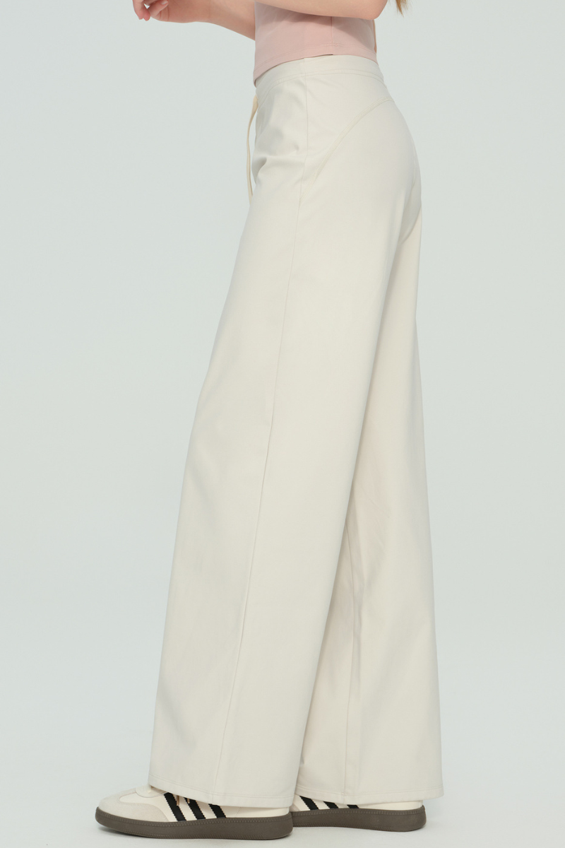 Women's Double Waist Drawstring Wide Straight Leg Yoga Pants
