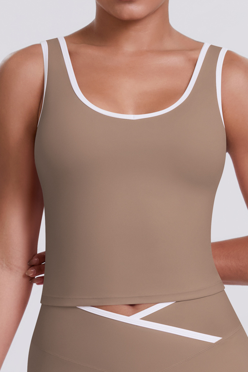 Women's Color Block U-neck Athletic Tank Top