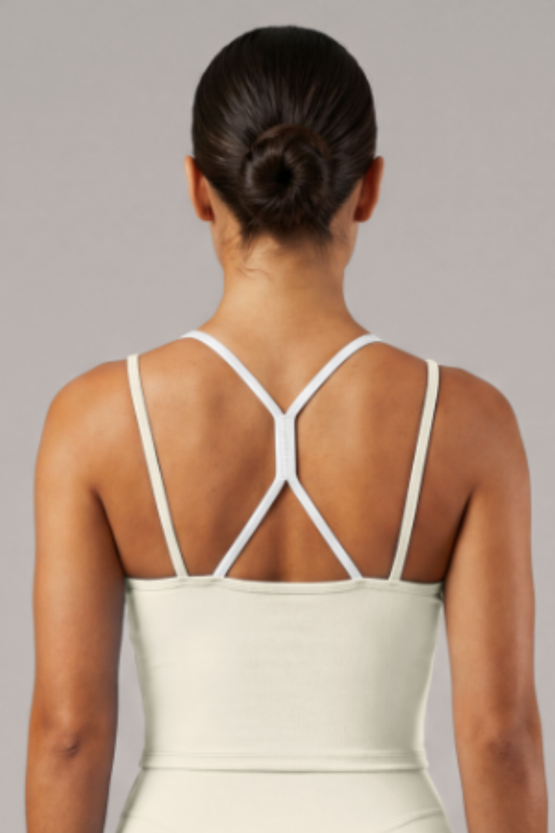 Women's Color Block Fake Two-Piece Sports Cami Tank Top