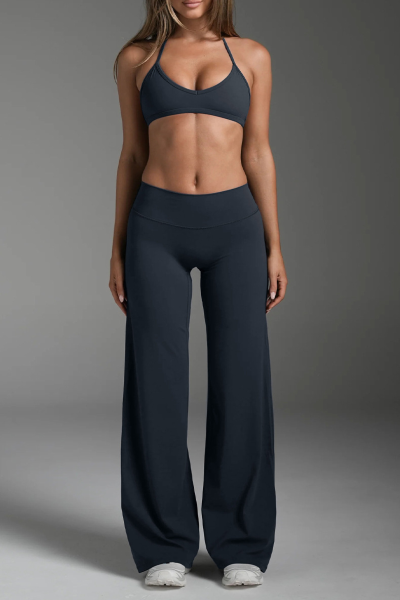 Women's Halterneck Bra And Casual Straight-Leg Pant Set