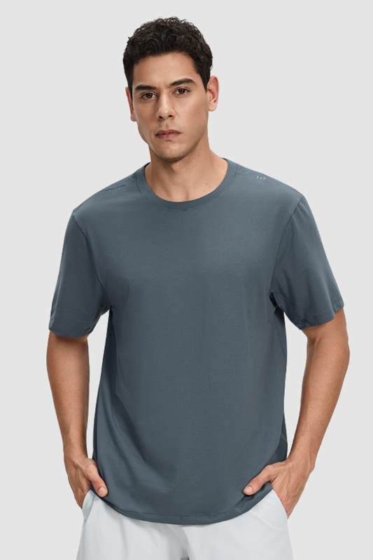 Men's Summer Basic Loose Round-Neck Breathable Solid Tee