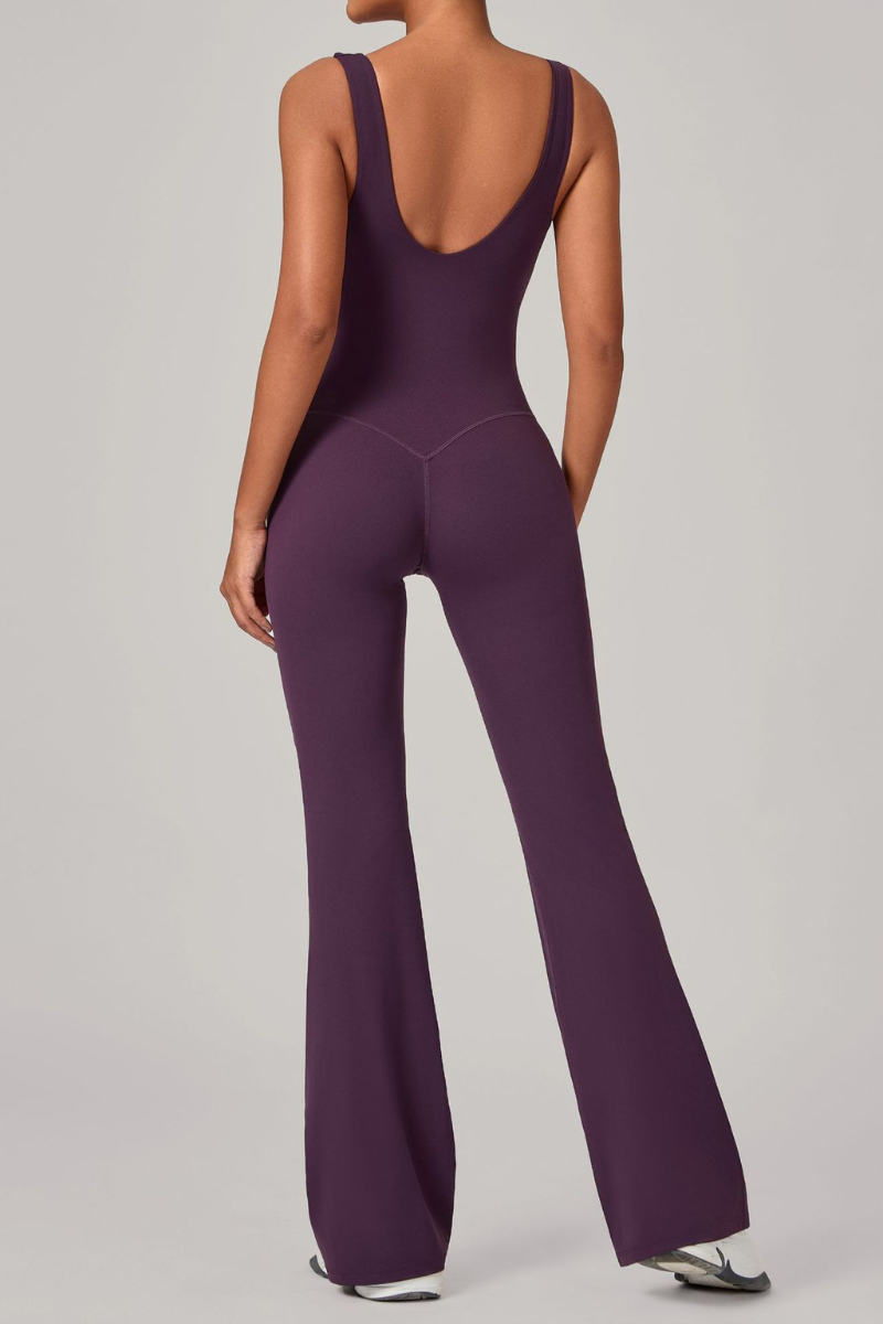 Women's Athletic U-neck Backless One-piece Jumpsuits