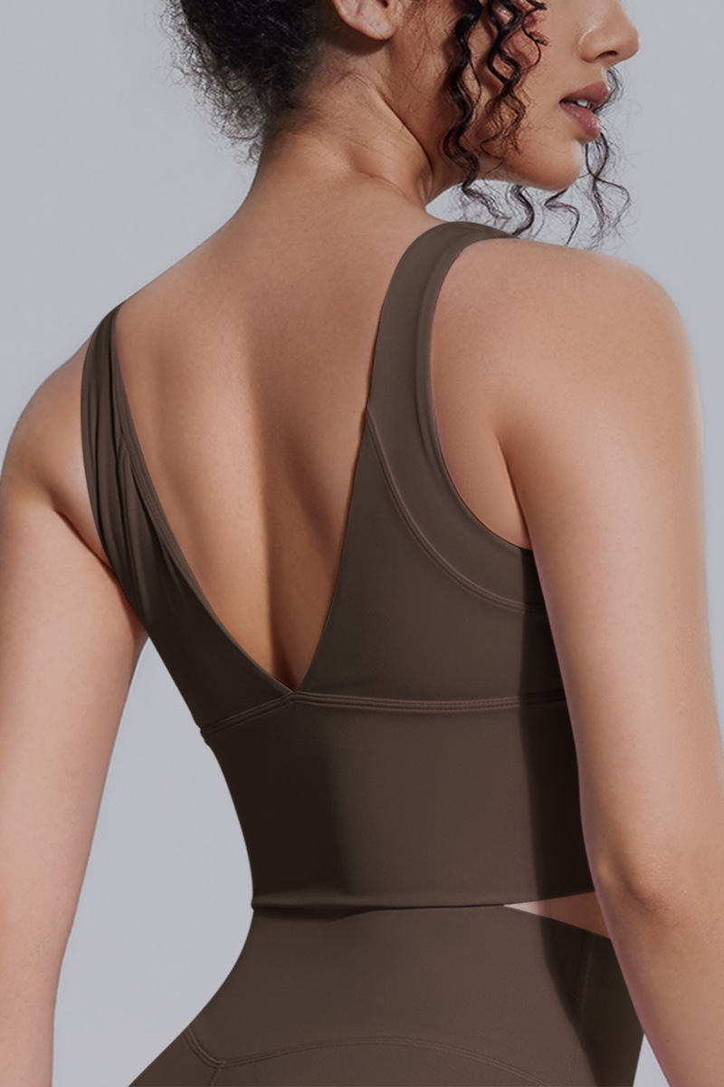 Women's Athletic V-back Wide Shoulder Straps Yoga Sports Bra