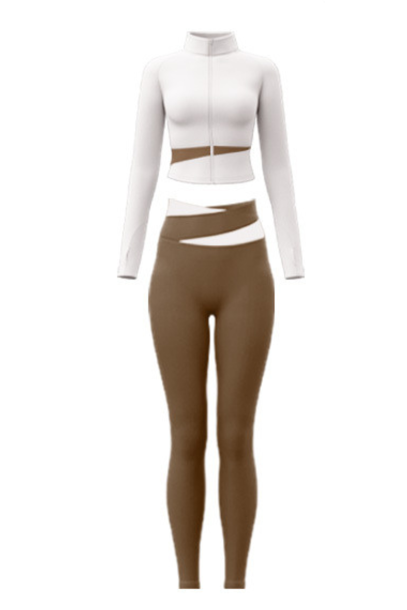 Women's 2-Piece Sports Sets:Stand Collar Jacket & Leggings