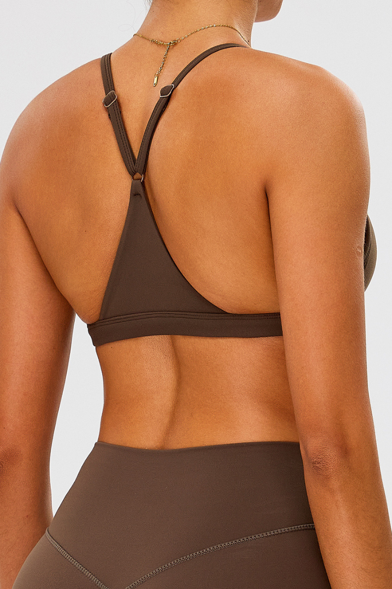Women's Athletic Triangle Cup Y-Back Deep V Yoga Bra