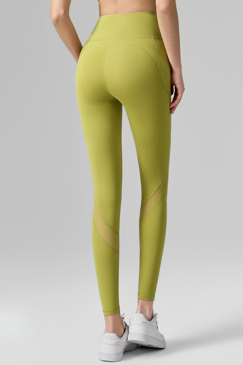 Women's Mesh-Panel High-Waisted Leggings with Side Pockets