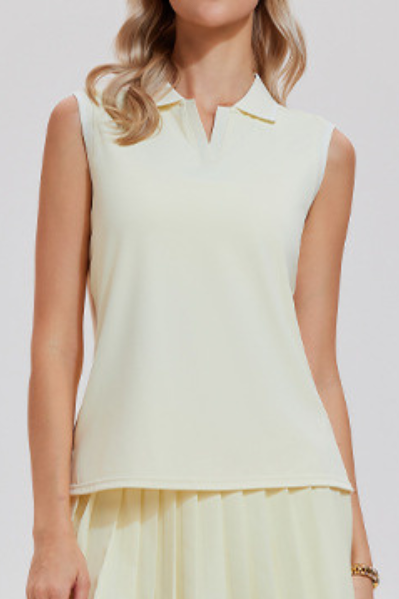 Women's Color Block Sleeveless Polo Athletic Tennis Tank Top