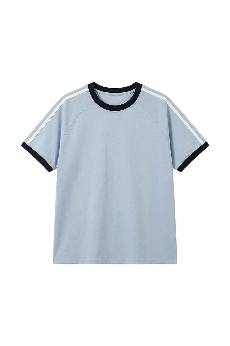 Men's Summer Retro Side 3-Stripes Contrast Loose Fit T-Shirt