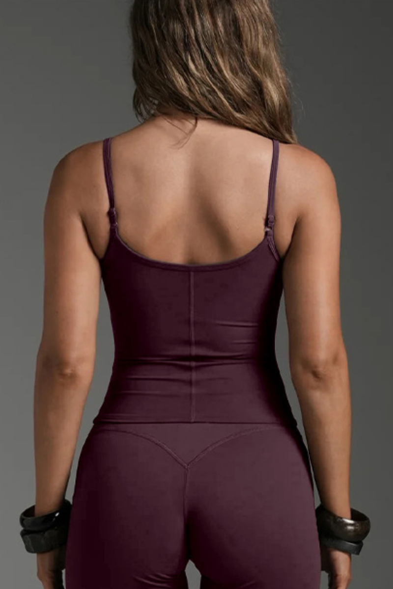 Women's Athletic Thin Strap Side Pleated Sport Yoga Tank Top