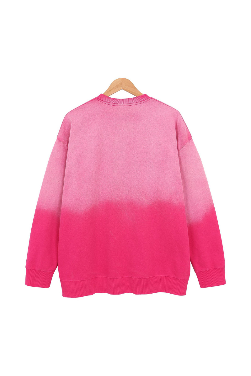 Unisex Fall Vintage Gradient Drop Shoulder Pullover