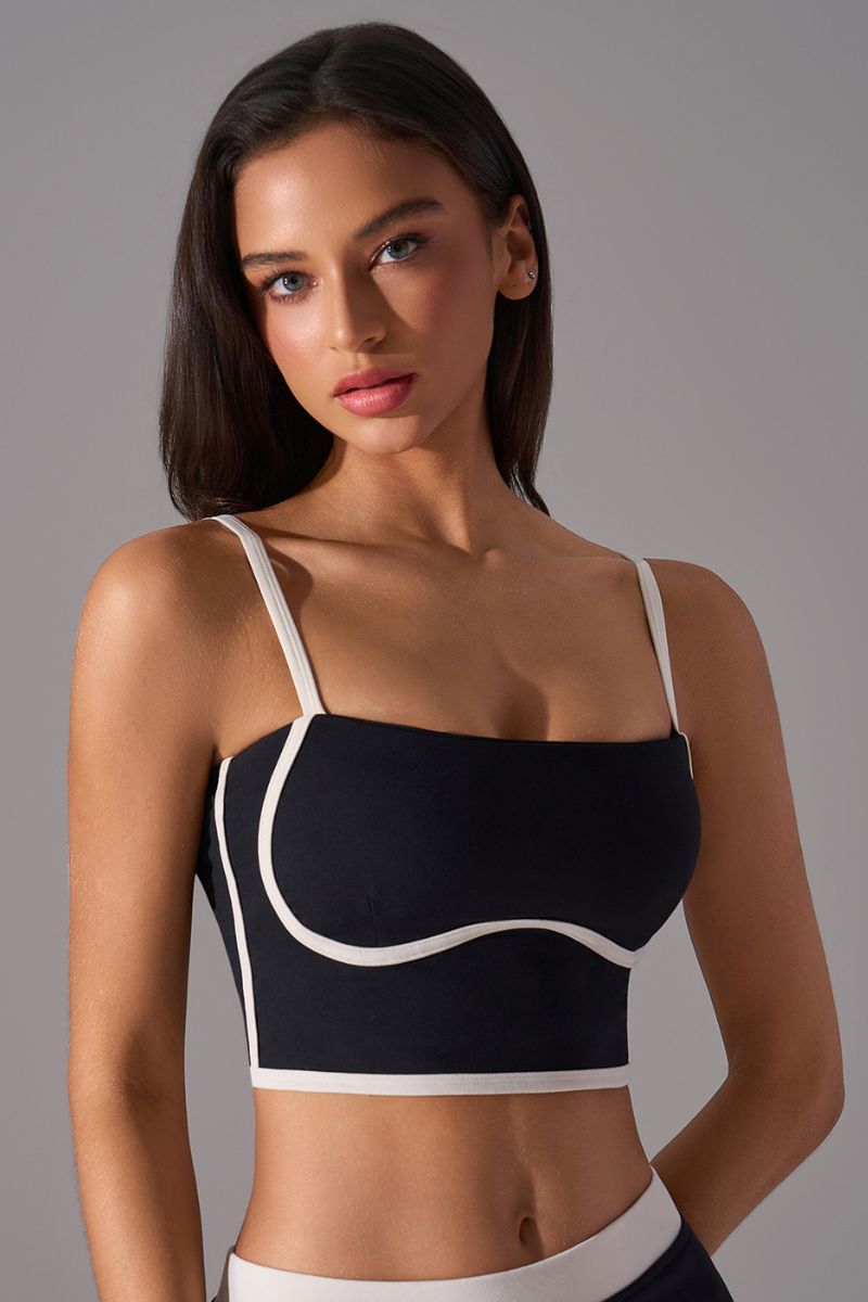 Women's Color Block Bra - Sexy Strappy Back Support Sports Bra