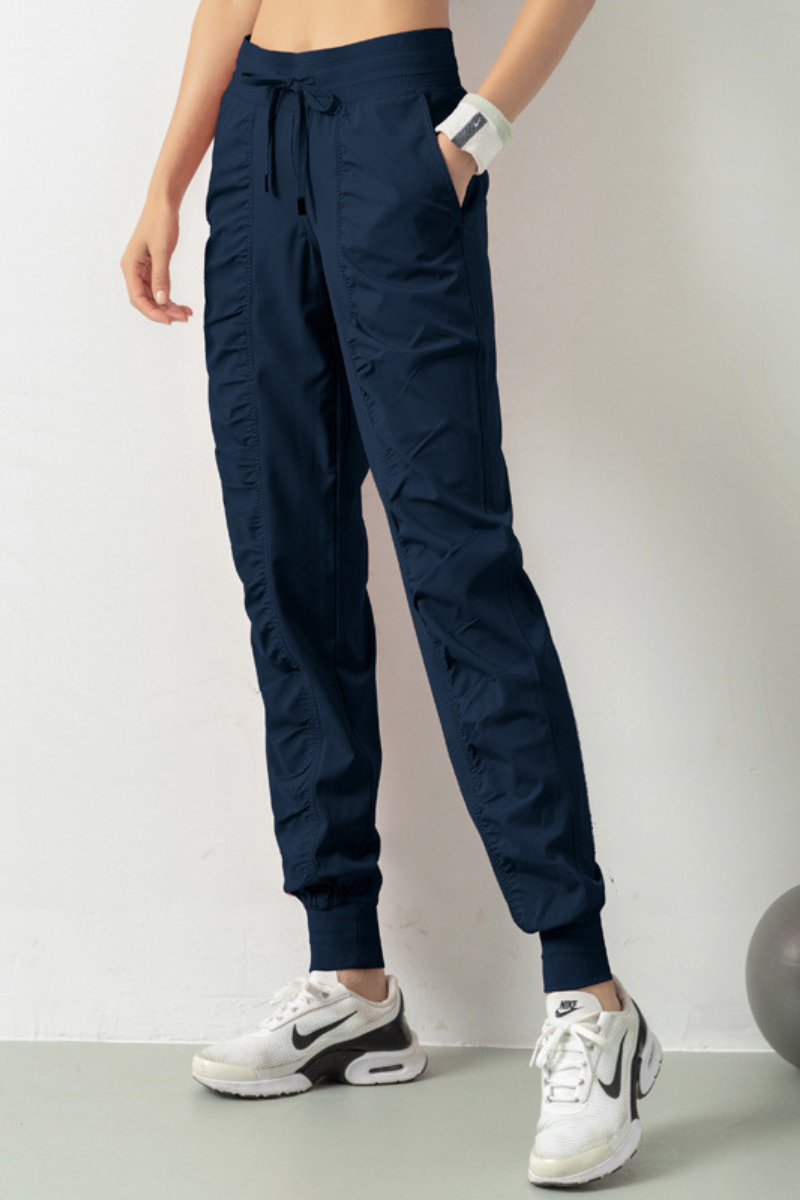 Women's Lightweig Drawstring Pocketed Ruched Side Joggers