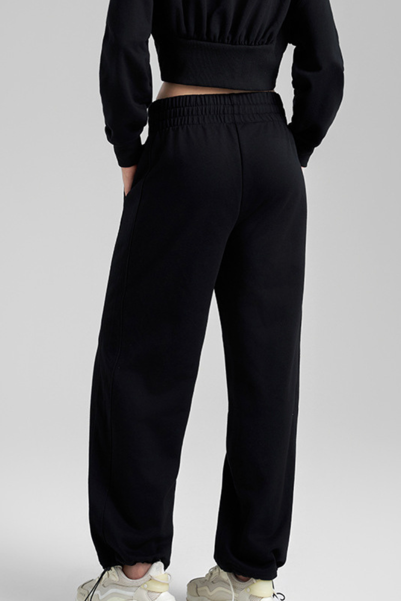 Women's Fall Elastic Waistband Drawstring Hem  Straight Leg Pants