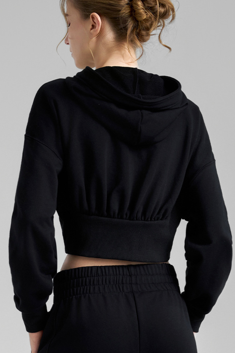 Women's Fall Dual-Zipper Cropped Drop Shoulder Hooded Jacket
