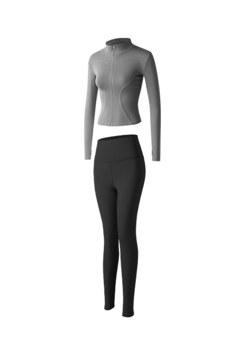 Women's Athletic Sets:Stand Collar Jacket And Leggings