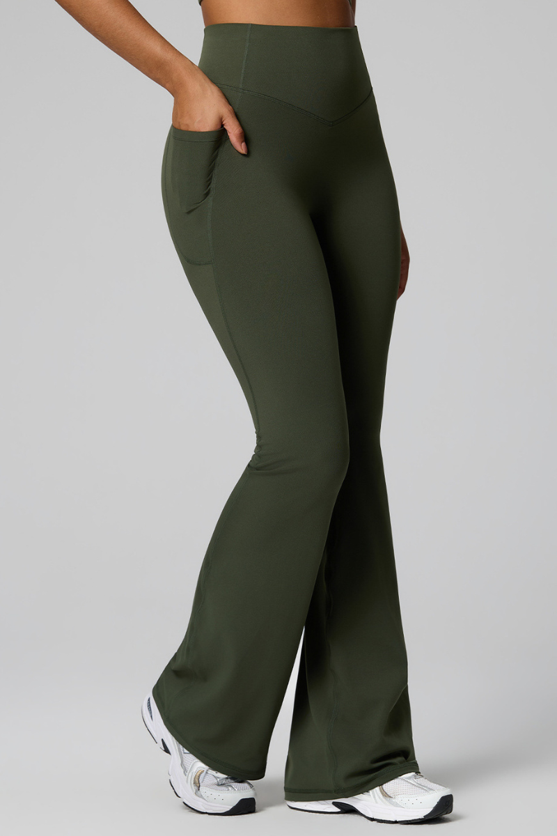 Women's High Waist Side Pocket Sculpting Flare Yoga Pants