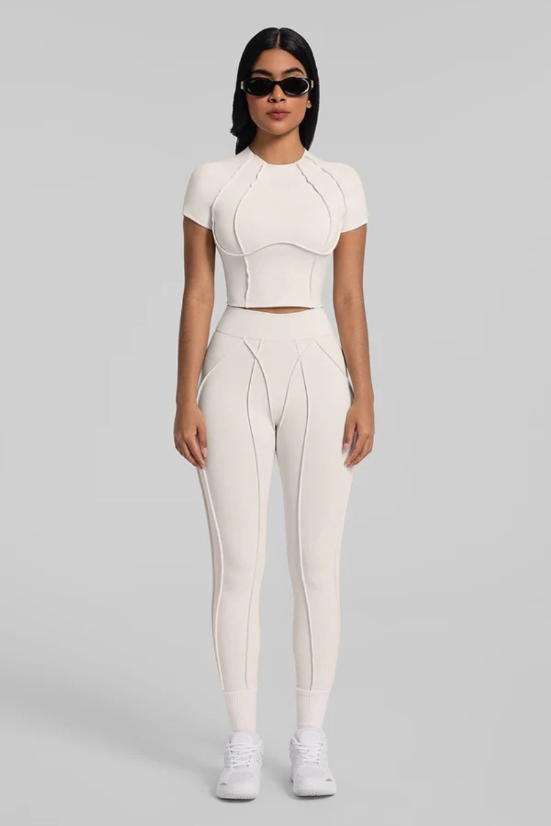 Women's Athletic Seam Detail Cropped Naked Feel Yoga T-shirt