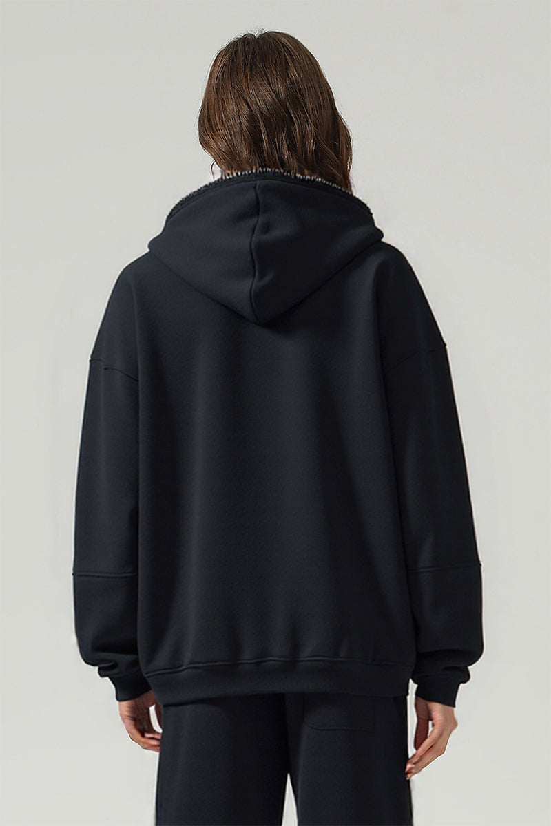 Men/Women High-Street Fleece-Lined Double-Zip Lock-Stitch Hoodie