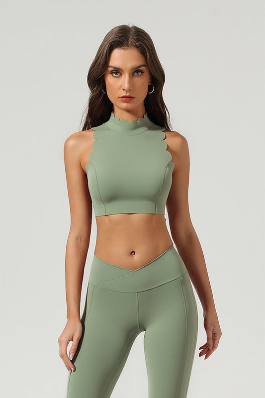 Women's Athletic Petal Mock-Neck Backless Tank Top