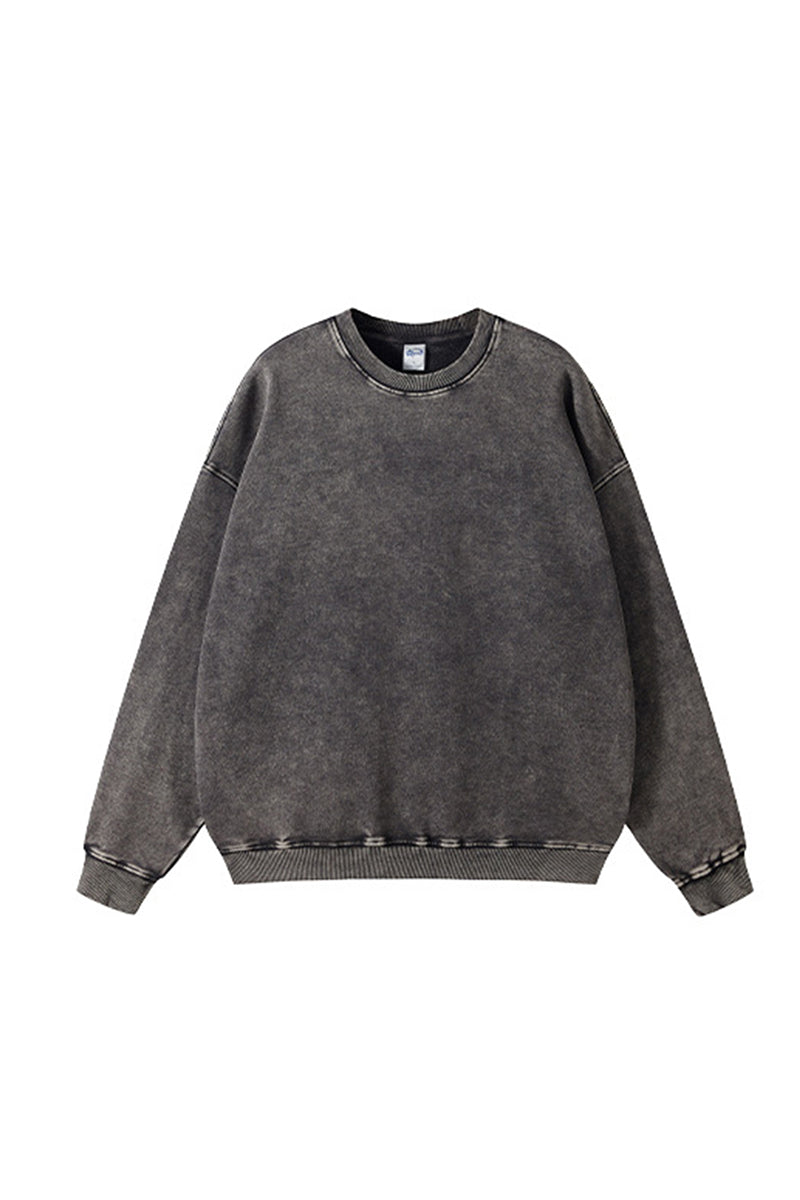 Unisex Heavyweight Terry Crewneck Sweatshirt: Wax Dye Wash Vintage Retro Design