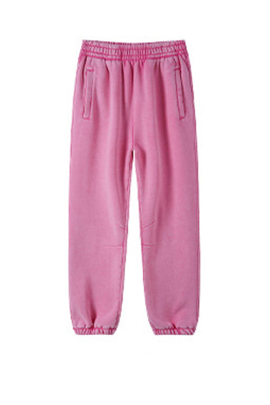 Men/Women Retro Wax-Dye Fleece-Lined Jogger Pants