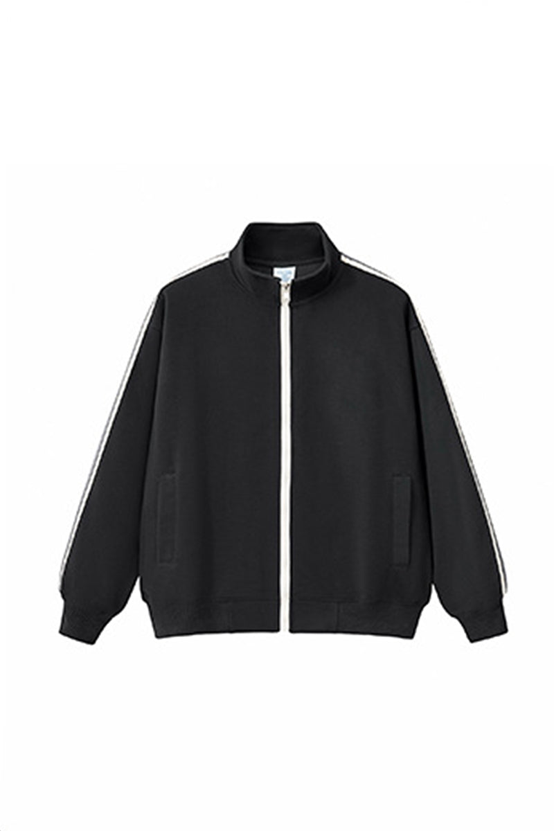 Unisex Casual Loose Fit Striped Athletic Jacket