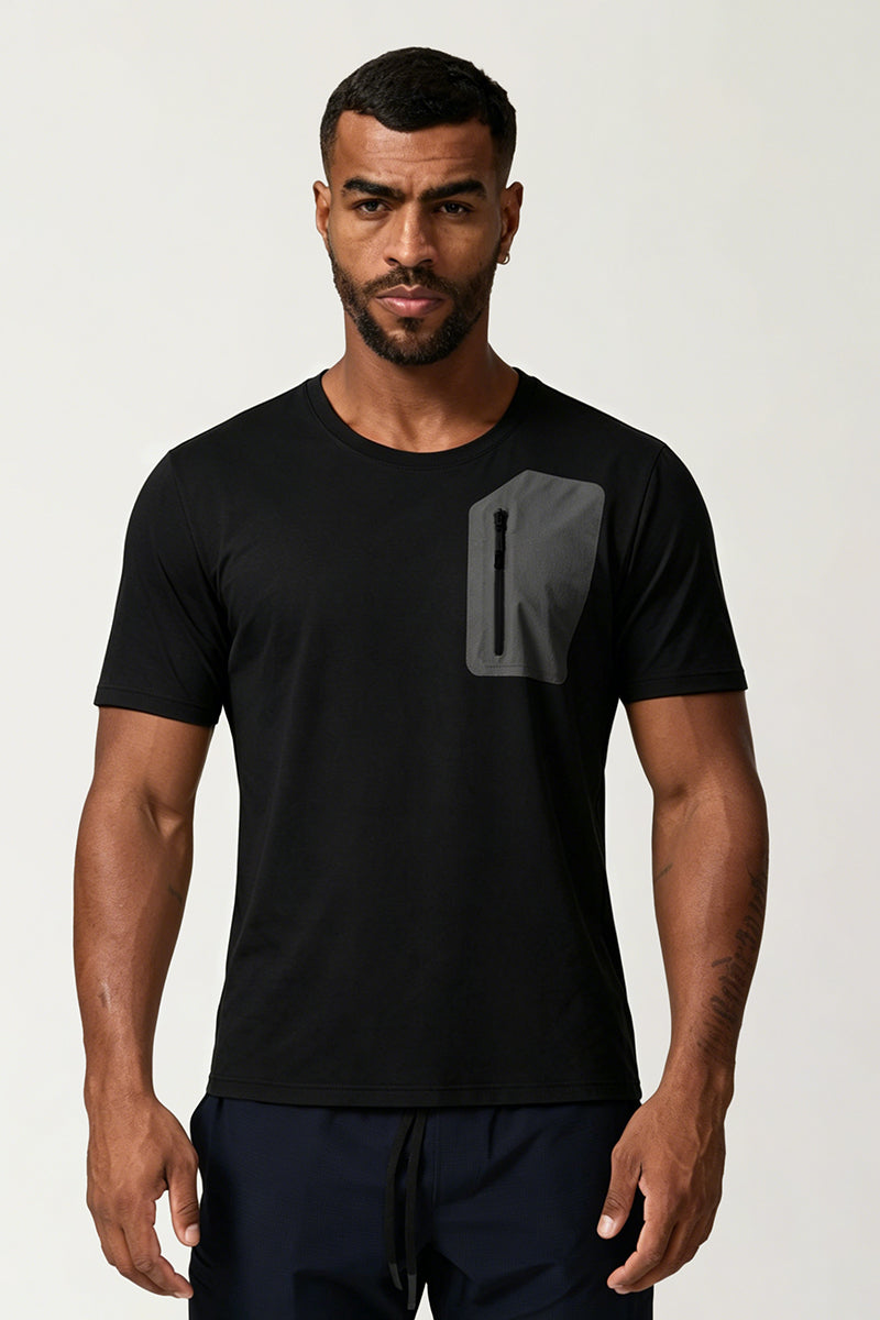 Men's Summer Sports Zippered Pocket Quick-Drying T-shirt